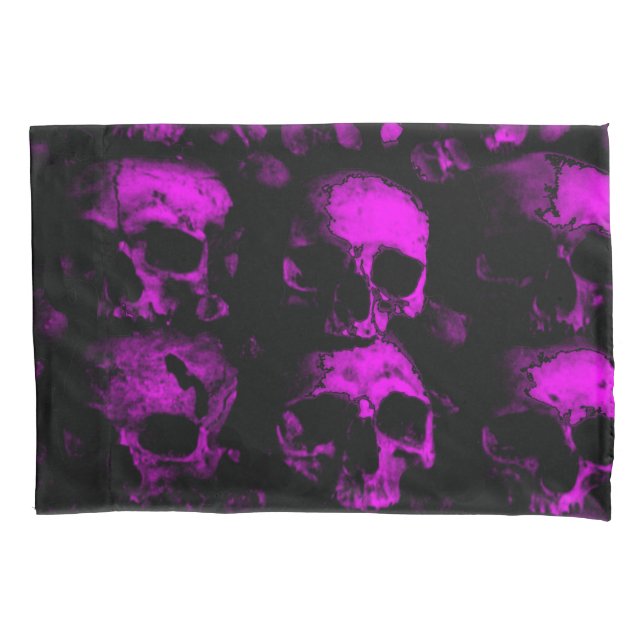 Purple Gothic Dead Skulls Bedroom Pillow Case (Front)