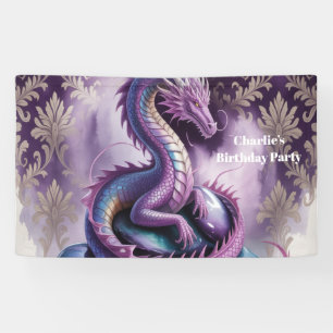 Purple Gothic Dragon Birthday Party Banner