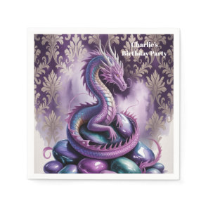 Purple Gothic Dragon Birthday Party Napkins