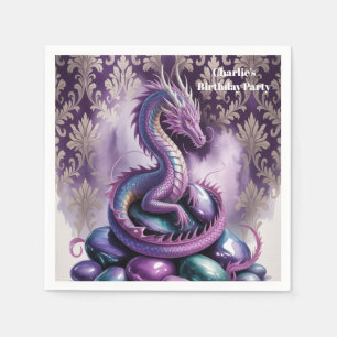 Purple Gothic Dragon Birthday Party Napkins