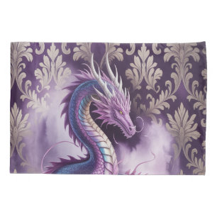 Purple Gothic Dragon Birthday Party  Pillow Case