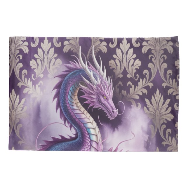 Purple Gothic Dragon Birthday Party  Pillow Case (Back)