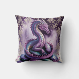 Purple Gothic Dragon Birthday Party Throw Pillow