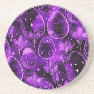 Purple Gothic Easter Pattern Coaster