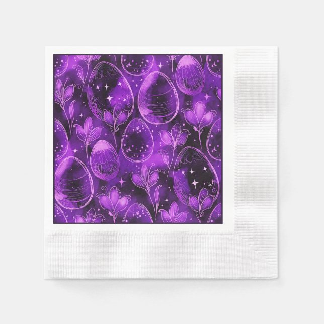 Purple Gothic Easter Pattern Napkins (Front)