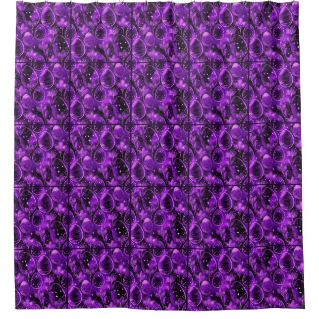 Purple Gothic Easter Pattern Shower Curtain (Front)