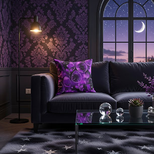 Purple Gothic Easter Pattern Throw Pillow