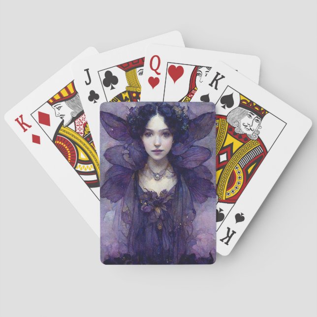 Purple Gothic Fairy Fantasy Art Playing Cards (Back)