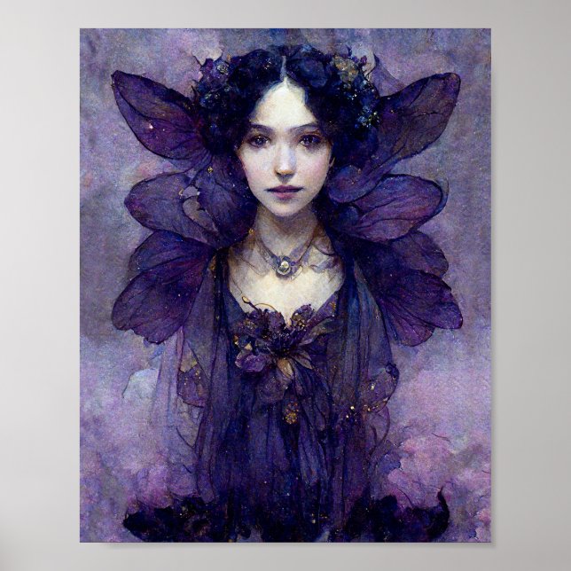 Purple Gothic Fairy Fantasy Art Poster (Front)