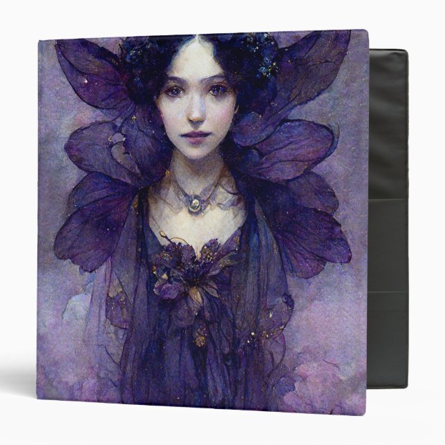 Purple Gothic Fairy Fantasy Art Ring Binder (Front/Inside)