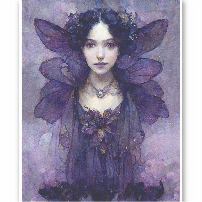 Purple Gothic Fairy Fantasy Art Sticker (Front)