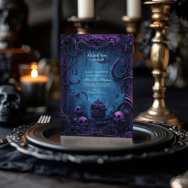 Purple Gothic Fantasy Halloween Baby Shower Invitation (Creator Uploaded)