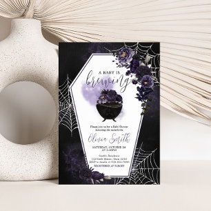 Purple Gothic Floral Baby Shower Invitation