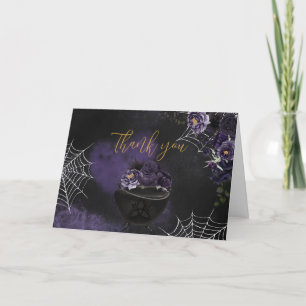 Purple Gothic Floral Baby Shower Letterpress Thank You Card