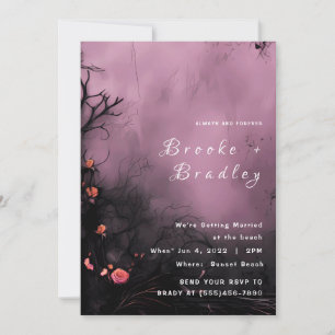 Purple Gothic Floral Wedding Invitation