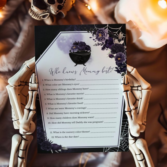 Purple Gothic Floral Who knows Mommy Best Game (Floral Gothic Baby Shower Invitation Who knows Mommy Best Game)