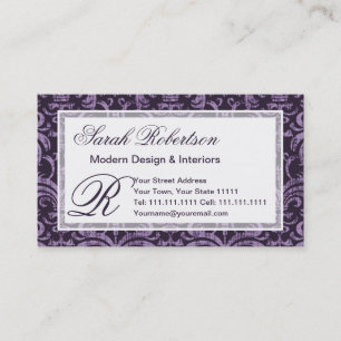 Purple Gothic Grunge Rich Elegant Damask Business Card