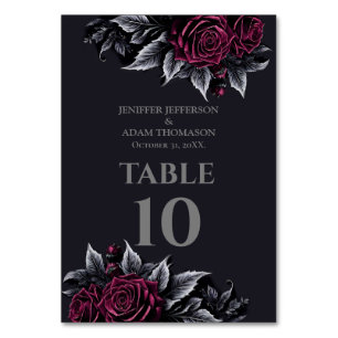 Purple Gothic Halloween Alternative Wedding Table Number