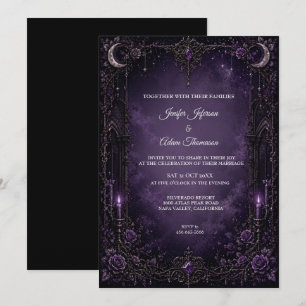Purple Gothic Halloween Wedding Invitation