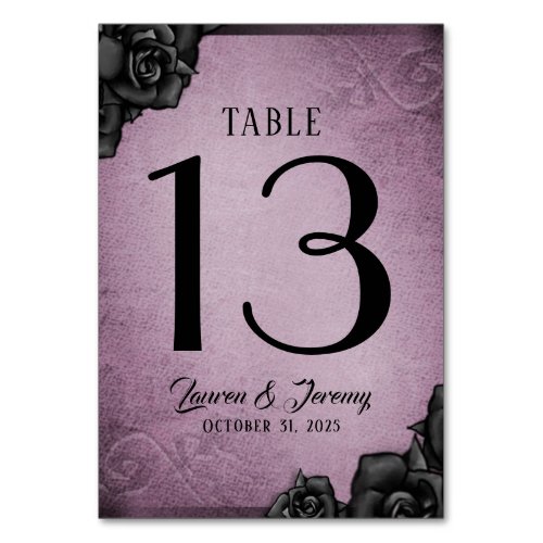 Purple Gothic Halloween Wedding Table Cards