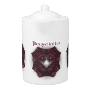 Purple Gothic Heart 001 Teapot