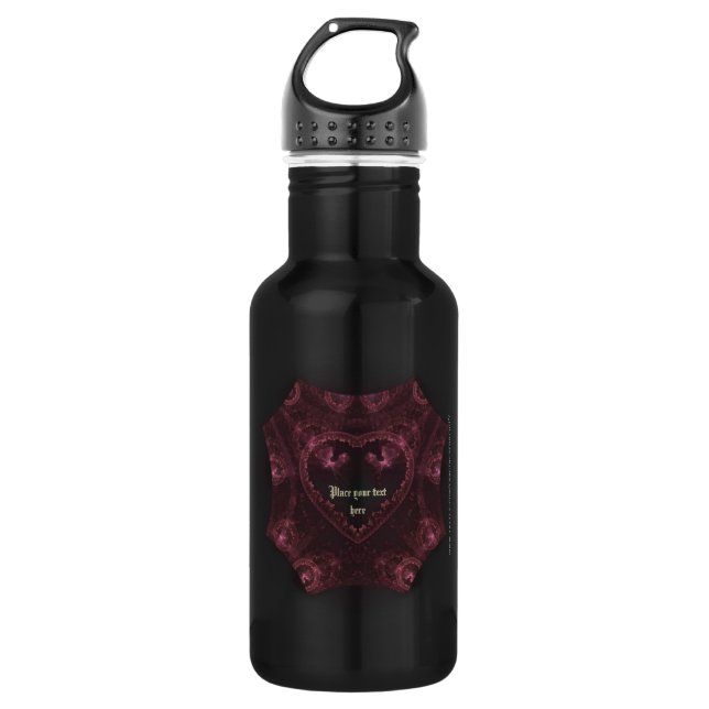Purple Gothic Heart 001 Water Bottle (Front)