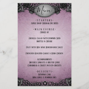 Purple Gothic Matching Wedding Menu