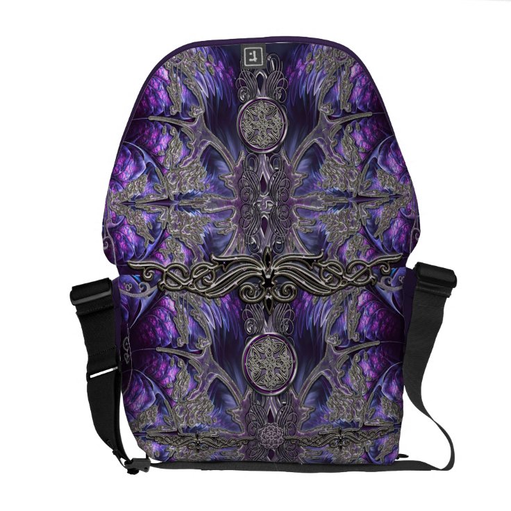 Purple Gothic Messenger Bag with Celtic Symbols Zazzle
