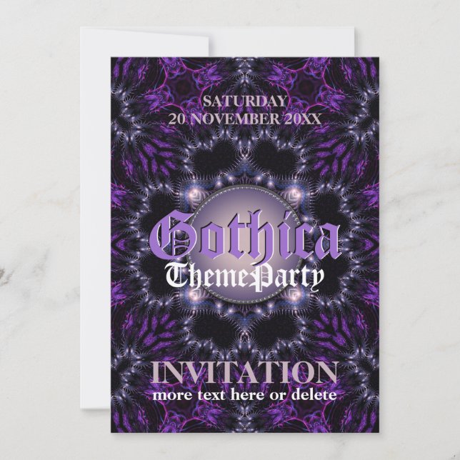 Purple Gothic Moon Theme Party Invitation (Front)