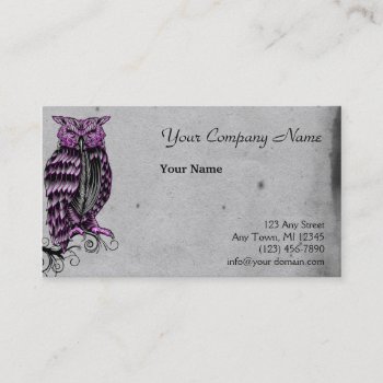Purple Gothic Owl Illustration Business Card by BeSeenBranding at Zazzle