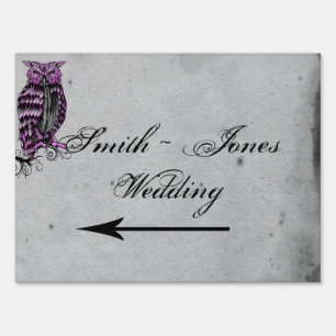 Purple Gothic Owl Posh Direction Sign