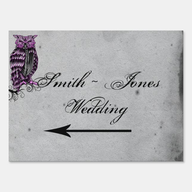 Purple Gothic Owl Posh Direction Sign (Front)