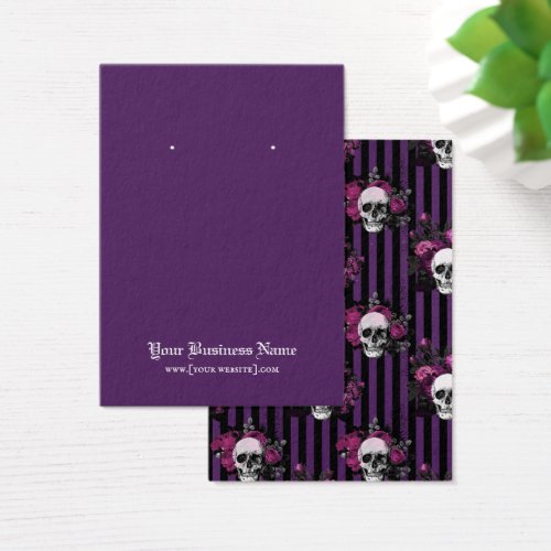 Purple Gothic Skulls Halloween Earring Card