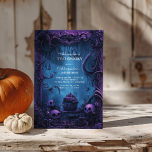 Purple Gothic Spooky 2nd Birthday Halloween Invitation