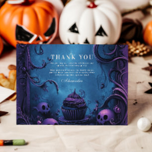 Purple Gothic Spooky 2nd Birthday Halloween Thank You Card