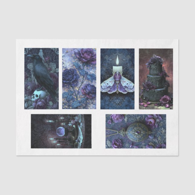 Purple Gothic Theme 6 Images Tissue Paper (Front)