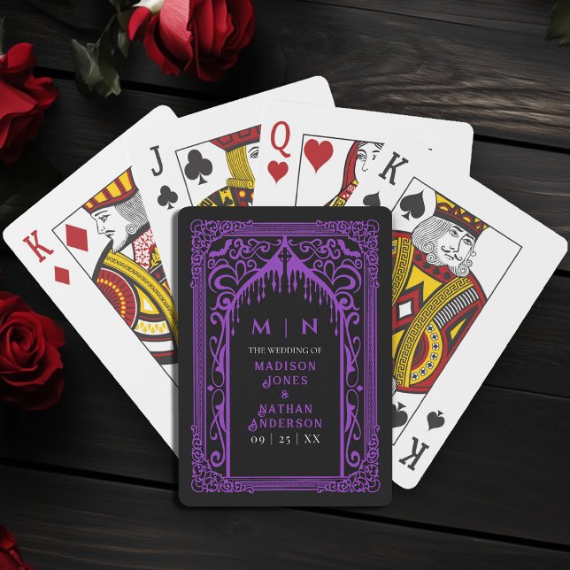 Purple Gothic Vampire Cathedral Wedding Favor Poker Cards (Creator Uploaded)