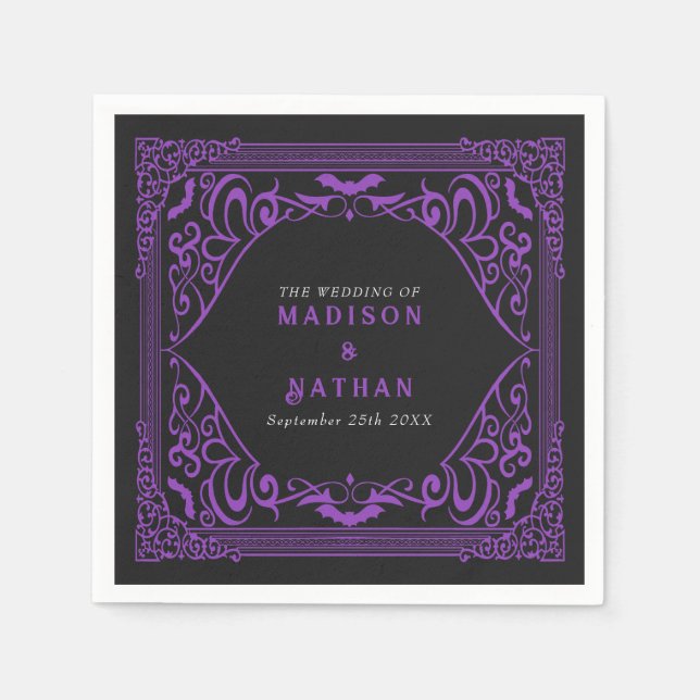 Purple Gothic Vampire Cathedral Wedding  Napkins (Front)