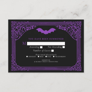 Purple Gothic Vampire Cathedral Wedding RSVP Enclosure Card