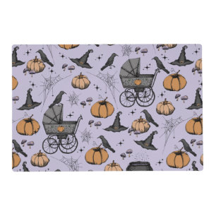 Purple Gothic Victorian Baby Carriage Party Placemat