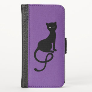 Purple Gracious Evil Black Cat iPhone X Wallet Case