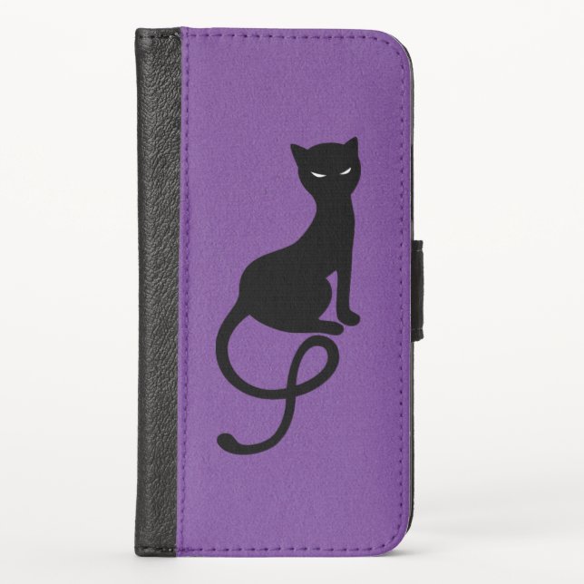 Purple Gracious Evil Black Cat iPhone Wallet Case (Front)