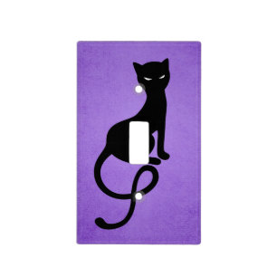 Purple Gracious Evil Black Cat Light Switch Cover