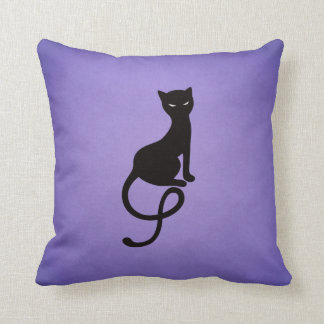 Purple Gracious Evil Black Cat Throw Pillow