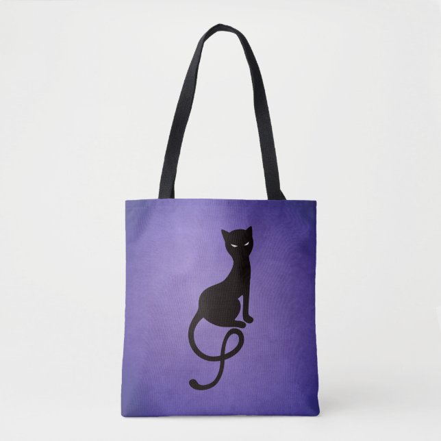 Purple Gracious Evil Black Cat Tote Bag (Front)