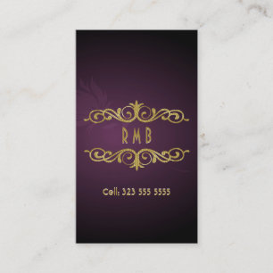 Purple Gradient And Gold Metal Look 2Business Card