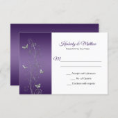 Purple Gradient and Silver Butterflies Swirls RSVP Invitation (Front/Back)