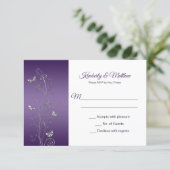 Purple Gradient and Silver Butterflies Swirls RSVP Invitation (Standing Front)