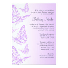 Purple Gradient Butterfly Bat Mitzvah Invitations