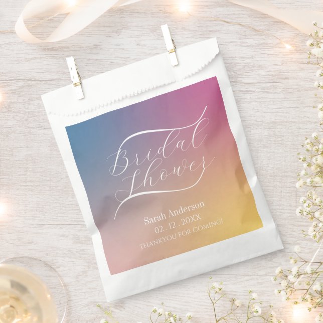 Purple Gradient Classy Handwriting Bridal Shower Favor Bag (Clipped)